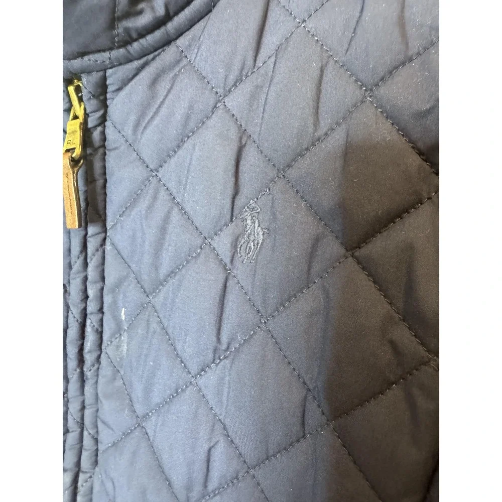 Ralph Lauren Jacket Girls Small 7 Navy Blue Quilted‎ Zip Riding Coat Outerwear
